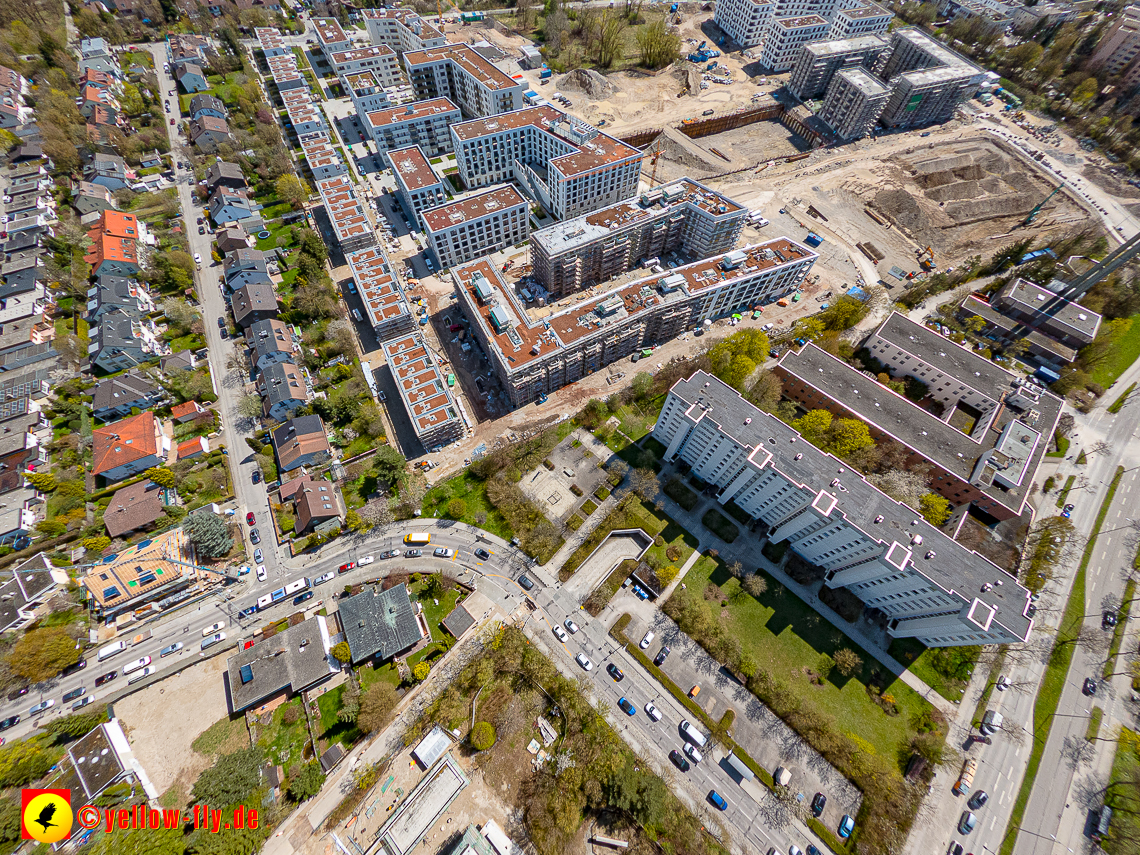 21.04.2023 - Luftbilder von der Baustelle Alexisquartier und Pandion Verde in Neuperlach